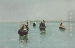 Venetian Gondoliers by Robert Frederick Blum