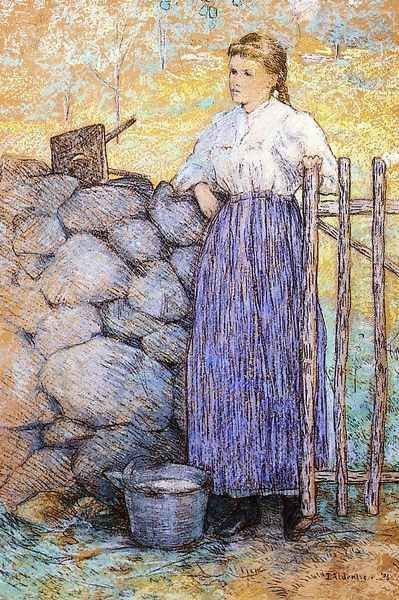 Girl Standing By A Gate - view 1