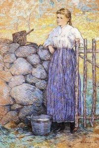 Girl Standing By A Gate by Julian Alden Weir