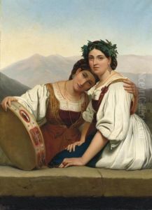 Italian Tambourine Girls by Guillaume Bodinier