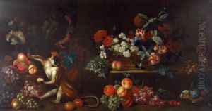 Still Life: Fruits And Flowers On A Ledge thumbnail