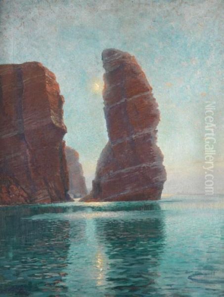 Felsen Von Helgoland Bei Mondschein - view 1