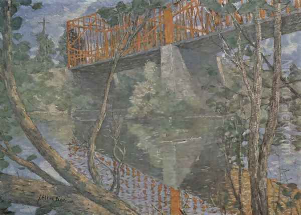 The Red Bridge, ca. 1895, by Julian Alden Weir