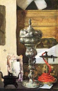 Silver Chalice, Japanese Bronze and Red Tapir by Julian Alden Weir
