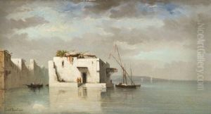 Felouques Sur Le Rivage D'une Ville