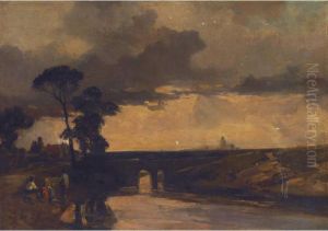 Travellers Resting By An Aquaduct by Richard Parkes Bonington