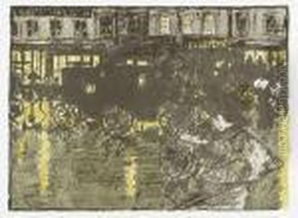 Rue, Le Soir, Sous La Pluie - view 1