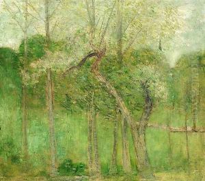 Landscape with Steeple, Wyndham by Julian Alden Weir