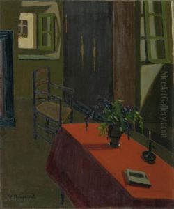 Table Rouge Avec Glycines by Marius Borgeaud
