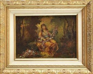 Femme A La Guirlande De Fleurs by Frederic Borgella
