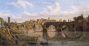 Rome, View of the River Tiber with the Ponte Rotto and the Aventine Hill by Caspar Andriaans Van Wittel