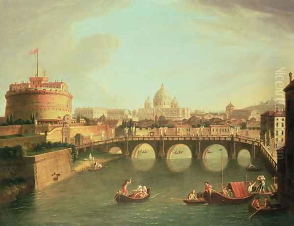 A View of Rome with the Bridge and Castel St. Angelo by the Tiber - view 1