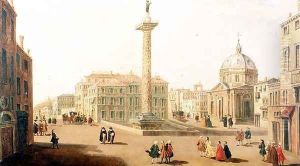 The Piazza Colonna, Rome by Caspar Andriaans Van Wittel
