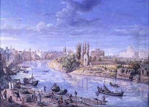 View of Rome with St. Peters and Castel Sant Angelo in the distance, 1685