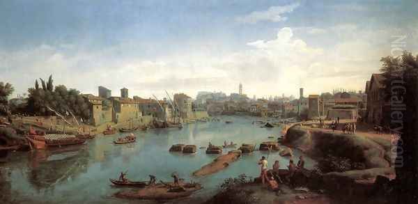 Rome, the Tiber near the Porto di Ripa Grande - view 1