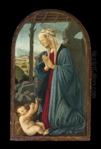 Madonna In Adorazione Del Bambino by Francesco Botticini