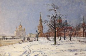 View Of The Kremlin And Cathedral Of Christ The Saviour In Winter