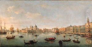 The Bacino di San Marco, Venice, looking west towards the mouth of the Grand Canal, the Doge's Palace, the Piazzetta, and the Redentore by Caspar Andriaans Van Wittel