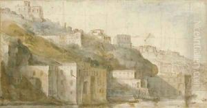 View of Mergellina on the Bay of Naples, with Capodimonte beyond by Caspar Andriaans Van Wittel