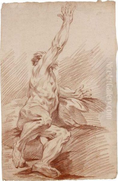 Academie D'homme Le Bras Leve, 
Preparatoire Au 'livre D'academies Dessinees D'apres Le Naturel Par 
Francois Boucher Peintre Du Roy' - view 1