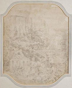 Escena Galante En Un Jardin Con Personajes Y Templo Clasico by Francois Boucher