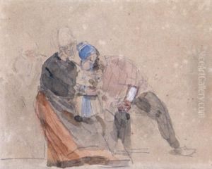Couple Et Enfant by Eugene Boudin