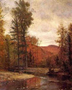 Adirondack Woodland with Two Deer by Thomas Worthington Whittredge