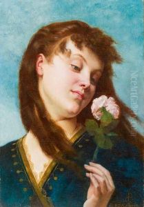 Femme A La Rose by Gustave Clarence Rodolphe Boulanger