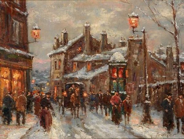 Montmartre, Rue Animee Sous La Neige - view 1