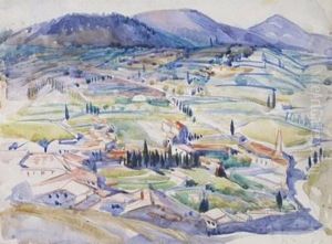 A Tuscan Landscape by Hercules Brabazon Brabazon
