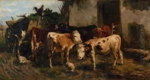 Vieh An Der Tranke by Anton Braith
