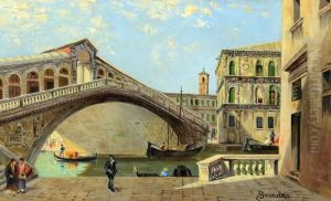 Figures By The Bridge by Antonietta Brandeis