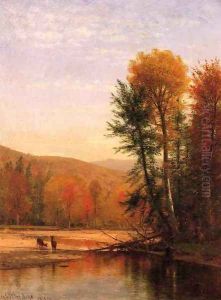 Deer in an Autumn Landscape by Thomas Worthington Whittredge