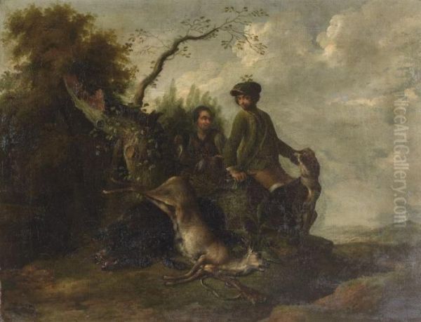 Deux Chasseurs Avec Un Troph - view 1