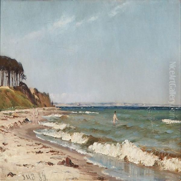Beach Scene With Bathing Boys And A Woman - view 1