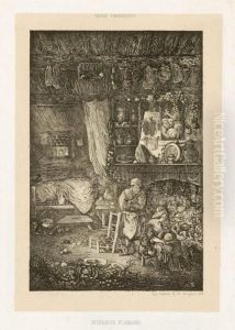 Interieur Flamand - Interieur De Paysans De La Haute-garonne by Rodolphe Bresdin