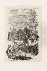 Pavillon De Ferme, Ou La Baigneuse by Rodolphe Bresdin