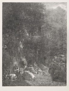 La Sainte Famille Aux Cerfs by Rodolphe Bresdin