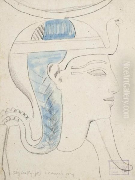 Four Studies From The Temple Of 
Seti I, Abydos, Egypt, Including: Study Of A Relief Of The Head Of 
Khonsu (illustrated); Study Of A Relief; Study Of A Relief Of A Goddess;
 And Study Of A Relief Of The Head Of Seti I - view 1