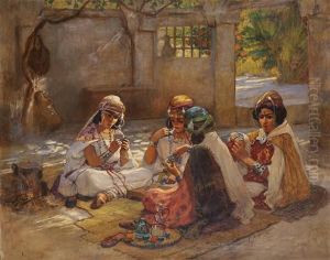 Joueuses De Cartes, Ouled Nails, Touggourt by Frederick Arthur Bridgman