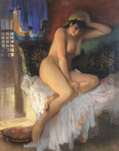Odalisque Au Foulard Vert by Frederick Arthur Bridgman
