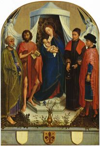 Medici Madonna scene, Madonna and Peter, John the Baptist, Cosmas and Damian by Rogier van der Weyden