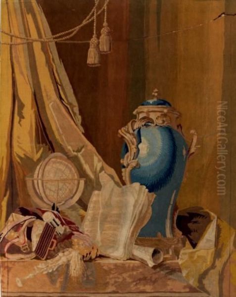 Nature Morte Au Vase Bleu Et Au Globe Terrestre - view 1