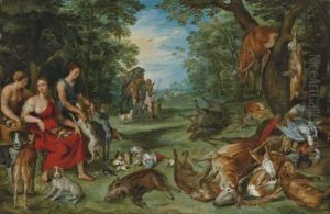 Diane Et Les Nymphes Au Retour De La Chasse by Jan Brueghel the Younger