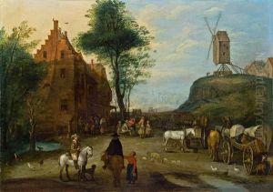 Dorfeingang Mit Windmuhle Und Wirtshaus