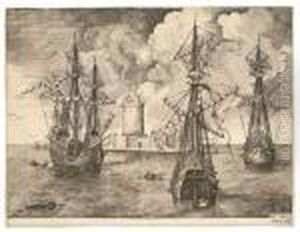 Trois Nefs De Bande, Les Voiles Carguees by Pieter The Elder Brueghel