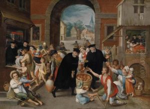 The Seven Works Of Mercy by Pieter The Younger Brueghel