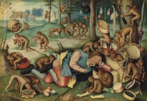 The Peddler Pillaged By Apes by Pieter III Brueghel