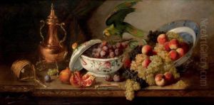 Nature Morte Aux Fruits Et Au Perroquet Sur Un Entablement