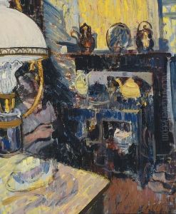 Interieur Avec Femme Cousant